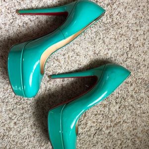 Used christian louboutin shoes tiffany blue